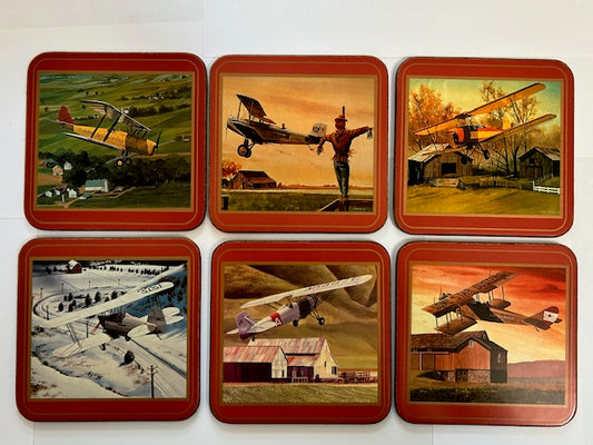 Vintage Pimpernel Coasters Barnstorming Set of 6