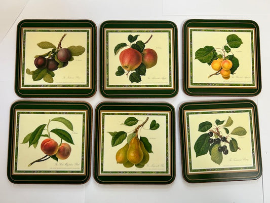 Vintage Pimpernel Coasters Hooker Fruits Set of 6