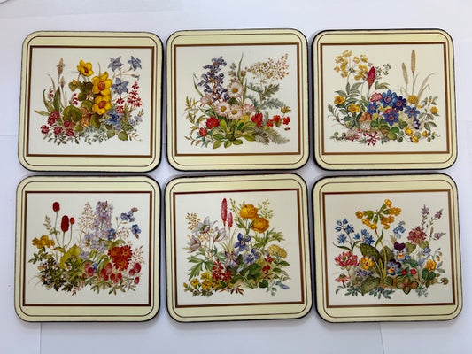 Vintage Pimpernel Coasters Meadow Flowers Set of 6