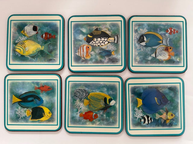 Vintage Pimpernel Coasters Tropical Fish Set of 6