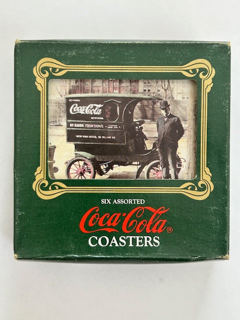 Vintage Coca-Cola Six Assorted Metal Coasters Delivery Trucks (1990)