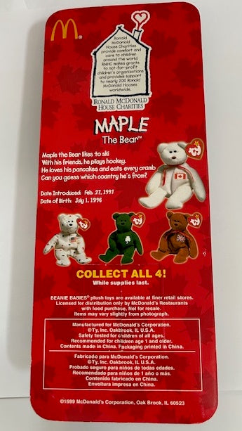 Vintage ty Maple the Bear Beanie Baby (1999 Limited Edition of McDonalds)